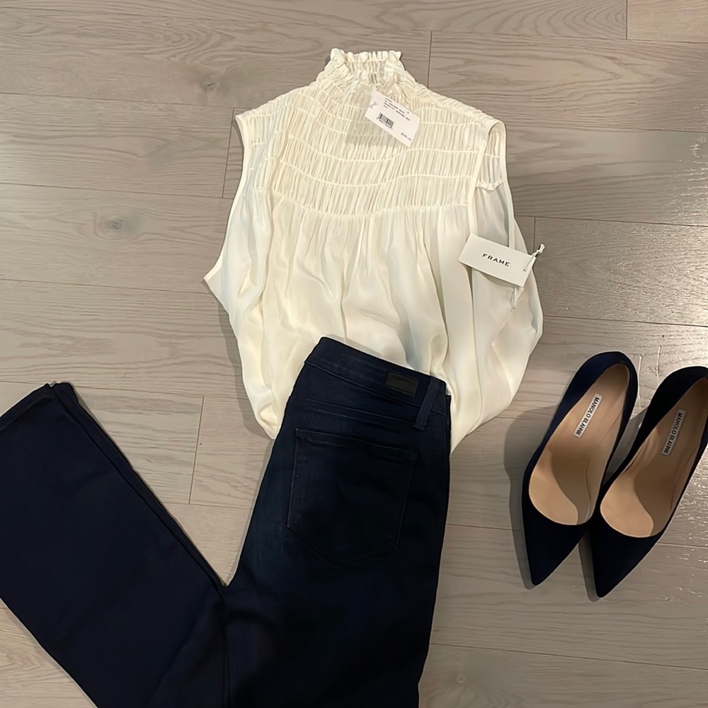 NWT frame intermix ivory blouse m